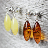 Baltic Amber Drop Stud Earrings
