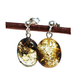 Baltic Amber Oval Studs - with sterling silver fittings.