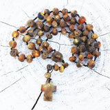 Unpolished Baltic Amber Christian Rosary