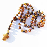 Unpolished Baltic Amber Christian Rosary