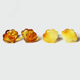 Handcarved Honey Baltic Amber Studs - Shells1