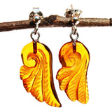 Honey Amber Stud Earrings - Angel Wings