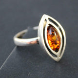 Elegant Marquise Shape Baltic Amber Ring