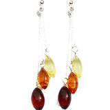 Baltic Amber Earrings - Triple Chain Drops