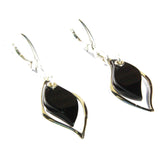 Cherry Amber Earrings with single large amber leaf shaped pieces