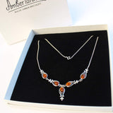 Silver Baltic Amber Necklace Green/Honey/Multicolour Drops