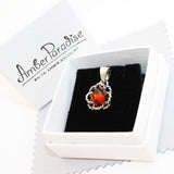 Sterling Silver Honey or Green Baltic Amber Pendant, Studs - Flowers, + gorgeous gift box,  silver 925, silver jewellery amber pendant studs