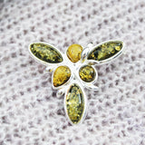 Elegant Brooch Design Set With 6 Baltic Amber Pieces