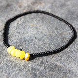 Minimalist Bracelet Amber and black glass beads