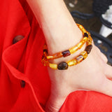 Multicolour Amber Tube Bead Bracelet