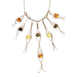Delicate sterling silver 925 and  amber long dangle necklace