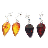 Baltic Amber Dangly Stud Earrings - Leaves