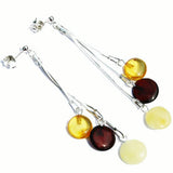 Stunning Baltic Amber Tablet Earrings - Triple Chains