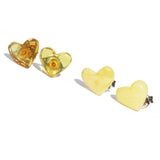 Baltic Amber Stud Earrings - Hearts