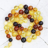 Round Bead Baltic Multicolour Amber Necklace