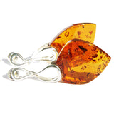 Honey or Cherry Amber Earrings with single large amber pieces