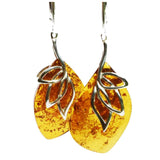 Intricate honey or cherry amber earrings