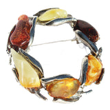 Chunky Multi-colour Baltic Amber Circle Brooch