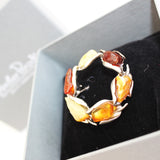 Chunky Multi-colour Baltic Amber Circle Brooch
