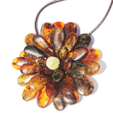 Impressive Baltic Amber Flower Pendant - Brooch