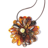 Impressive Baltic Amber Flower Pendant - Brooch
