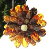 Impressive Baltic Amber Flower Pendant - Brooch