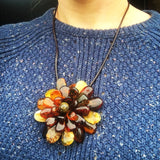 Impressive Baltic Amber Flower Pendant - Brooch
