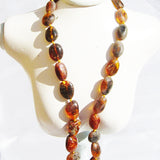 Cherry Unpolished Oval Shape Amber Necklace