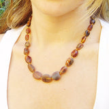 Cherry Unpolished Oval Shape Amber Necklace