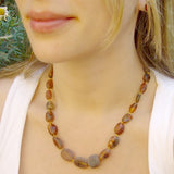 Cherry Unpolished Oval Shape Amber Necklace
