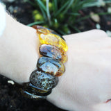 Large Polished Amber Bracelet - Autumn Colours