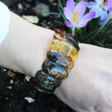 Large Polished Amber Bracelet - Autumn Colours