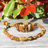 Large Polished Amber Bracelet - Autumn Colours