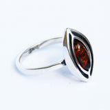 Elegant Marquise Shape Baltic Amber Ring
