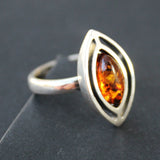 Elegant Marquise Shape Baltic Amber Ring