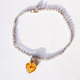 Silver Belcher Chain Bracelet with Amber Heart Charm