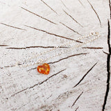 Silver Belcher Chain Bracelet with Amber Heart Charm