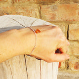 Silver Belcher Chain Bracelet with Amber Heart Charm