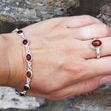 Oval Amber Silver Bracelet, Baltic Amber