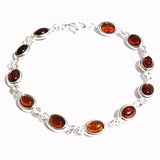 Oval Amber Silver Bracelet, Baltic Amber