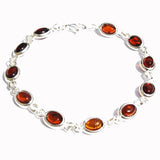 Oval Amber Silver Bracelet, Baltic Amber