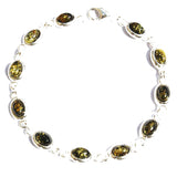 Oval Amber Silver Bracelet, Baltic Amber