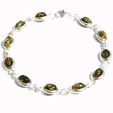 Oval Amber Silver Bracelet, Baltic Amber