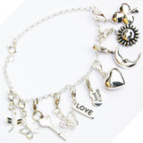 Silver Charm-Pendants Dolphin, Key, Heart, Clover, Family