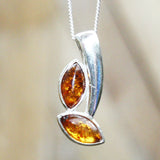 Baltic Amber Pendant - Double Leaf