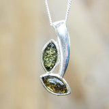 Baltic Amber Pendant - Double Leaf