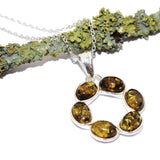 Multicolour Baltic Amber Pendant - Circle