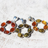 Multicolour Baltic Amber Pendant - Circle