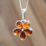 Baltic Amber Pendant - Flower
