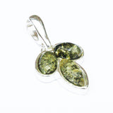 Baltic Amber Silver Pendant - Leaf